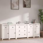 vidaXL Dressoir 230x35x80 cm massief grenenhout wit, Minder dan 50 cm, Verzenden, Nieuw, Grenenhout