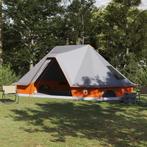 vidaXL Familietent Tipi - Grijs en Oranje, Voor 10 Personen,, Caravans en Kamperen, Tenten, Verzenden, Nieuw