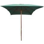 Parasol met houten paal 200x300 cm groen, Nieuw, Verzenden