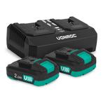 VPower 20V Starterset | 2x 2.0Ah Accu & Dubbele Snellader, Doe-het-zelf en Verbouw, Gereedschap | Machine-onderdelen en Toebehoren