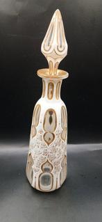 Böhmen - Parfum vaas - Antiek Biedermeier Zinnemail Overlay, Antiek en Kunst, Antiek | Glas en Kristal