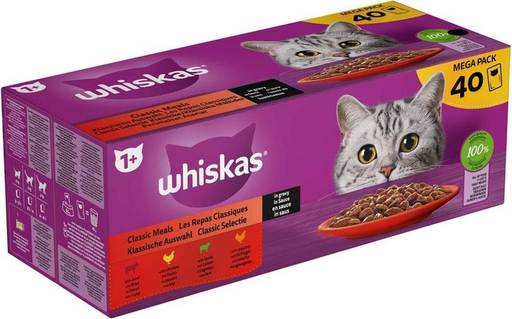 Whiskas Multipack Pouch Adult Classic Selectie Vlees In, Dieren en Toebehoren, Dierenvoeding, Verzenden