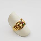 Ring - 18 karaat Geel goud - 0.08ct. tw. Robijn - Saffier -, Sieraden, Tassen en Uiterlijk, Ringen, Nieuw