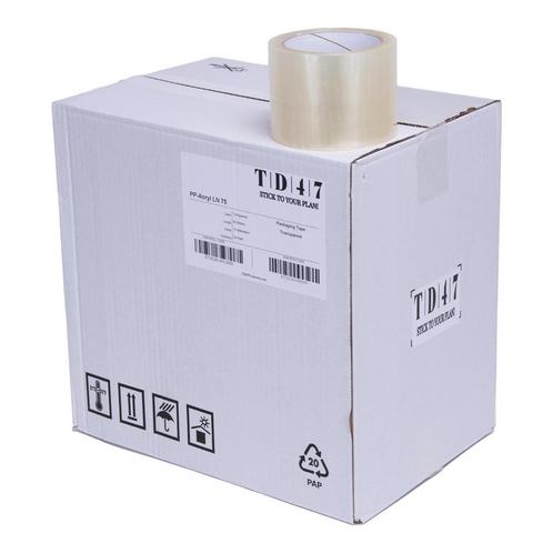 TD47 Verpakkingstape PP low noise 75mm x 66m Transparant (Do, Zakelijke goederen, Partijgoederen en Retail | Verpakking en Verzending