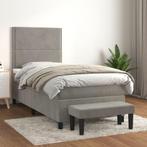 vidaXL Boxspring met matras fluweel lichtgrijs 90x200 cm, 90 cm, Eenpersoons, Verzenden, Nieuw