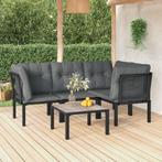 vidaXL 5-delige Loungeset poly rattan zwart en grijs, Verzenden, Nieuw, Rvs, Loungeset
