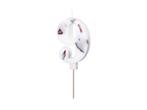 Birthday Candle Number 9, White with Flower Petals, 8 cm, Verzenden, Nieuw