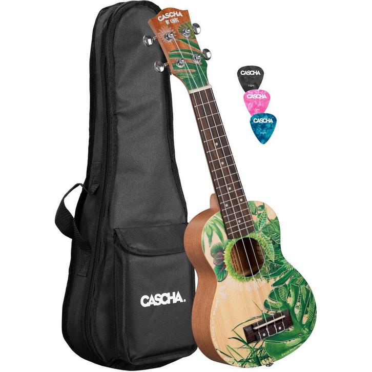 Cascha HH 2602 Sopran Art Series Leafy sopraan ukelele set, Muziek en Instrumenten, Snaarinstrumenten | Overige, Verzenden