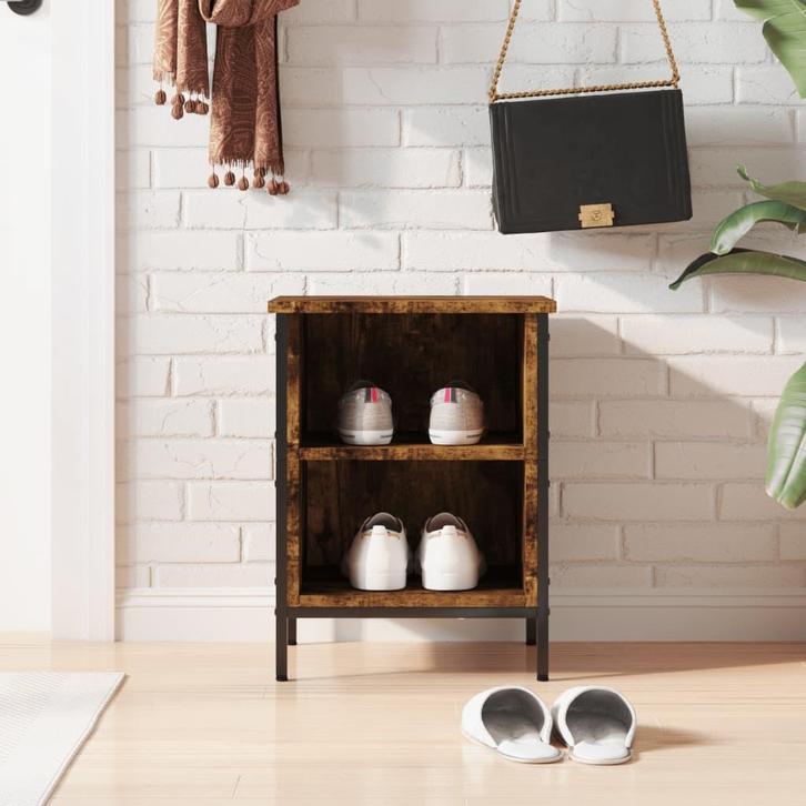 vidaXL Schoenenkast 38x35x50 cm bewerkt hout gerookt, Huis en Inrichting, Kasten | Schoenenrekken, Nieuw, Verzenden