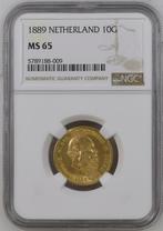 Gouden Willem III 10 gulden 1889 MS65 NGC gecertificeerd, Postzegels en Munten, Munten | Nederland, Koning Willem III, Verzenden