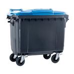 Afvalcontainer 660 liter grijs met blauw deksel, Huis en Inrichting, Woonaccessoires | Prullenbakken, Nieuw, Ophalen of Verzenden