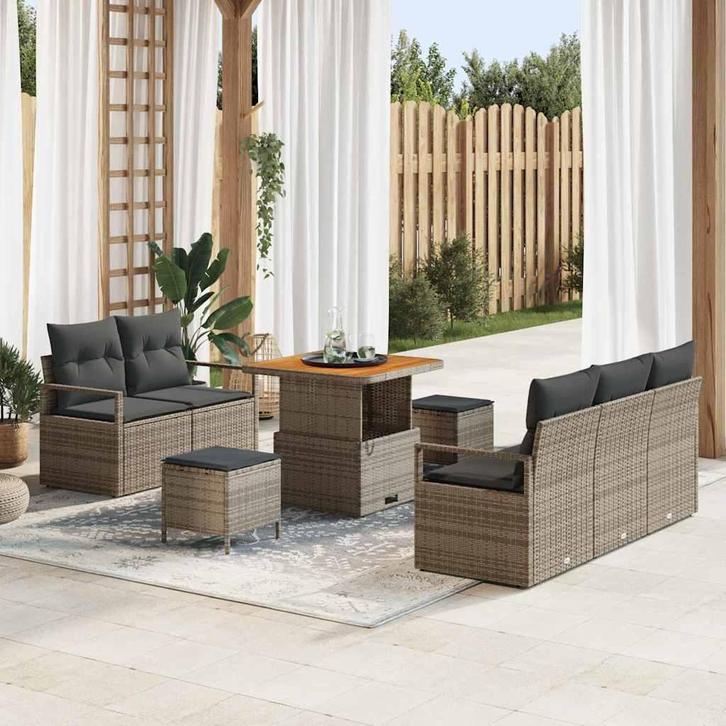 vidaXL Tuin Sofa Set met kussen met opslag met kussen 8 pcs, Tuin en Terras, Tuinsets en Loungesets, Nieuw, Rotan, Verzenden