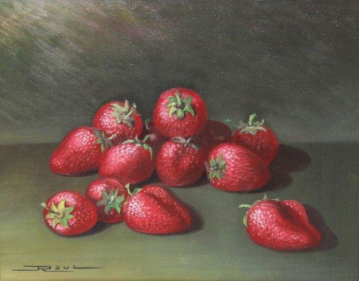 Raúl Martínez Ildeforn (1933-2006) - Bodegón de fresas, Antiek en Kunst, Kunst | Schilderijen | Klassiek