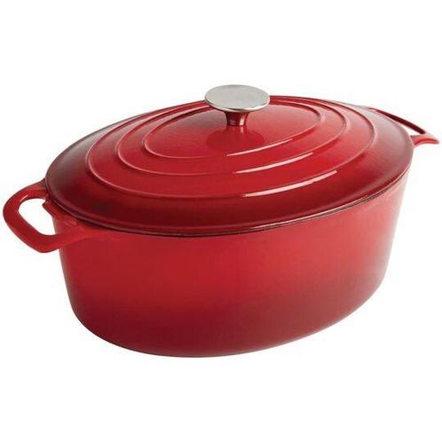 Braadpan - Gietijzer - 5 Liter - Ovaal - Rood - Vogue - GH31, Zakelijke goederen, Horeca | Keukenapparatuur, Nieuw in verpakking