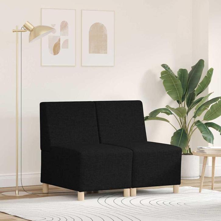 vidaXL Modulaire Bankeenheid Armlos 2 pcs Zwart 55 x 74 x 82, Huis en Inrichting, Banken | Bankstellen, Nieuw, Minder dan 150 cm