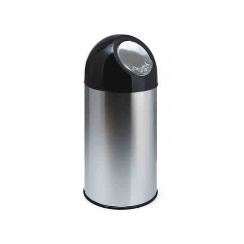 Afvalbak met pushdeksel 40 ltr - RVS/Zwart, Huis en Inrichting, Woonaccessoires | Prullenbakken, Nieuw, Verzenden