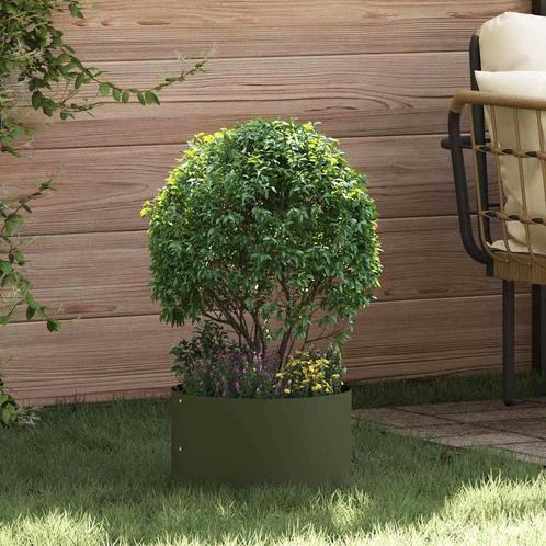 vidaXL Tuin Bloempot Olijfgroen 30 x 30 x 20 cm Staal, Tuin en Terras, Bloembakken en Plantenbakken, Minder dan 60 cm, Nieuw, Metaal