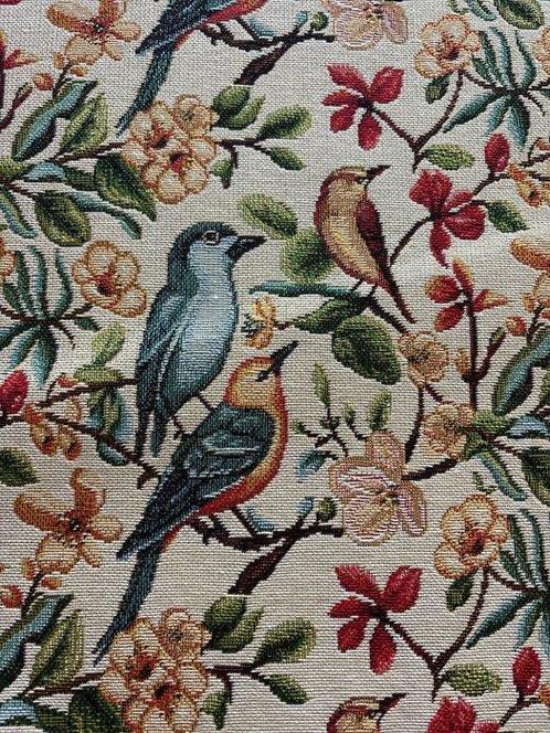 Gobelin Bekledingsstof Exclusief Design Vogels op Tak, Antiek en Kunst, Antiek | Kleden en Textiel