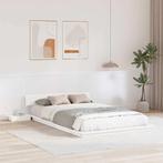 vidaXL Bed Frame met Nachtkastjes Wit 135x190cm Massief Hout, Huis en Inrichting, Verzenden, 190 cm of minder, Overige maten, Hout