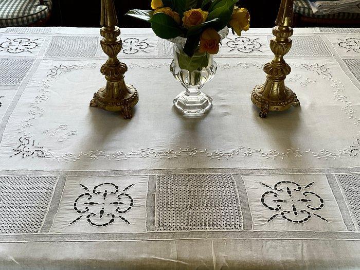 Late 19e-eeuws Richelieu tafellinnen met initialen L.C. -, Antiek en Kunst, Antiek | Kleden en Textiel