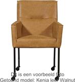 Set van 4 Leren eetkamerstoelen - met wieltjes en armleuning, Huis en Inrichting, Overige kleuren, Nieuw, Leer, Ophalen of Verzenden