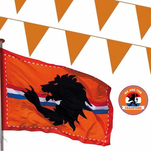 Oranje versiering buiten pakket 1x mega Holland vlag + 100.., Hobby en Vrije tijd, Feestartikelen, Ophalen of Verzenden