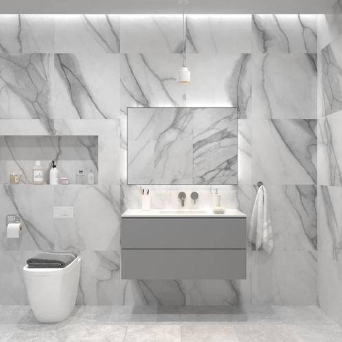 Badkamermeubelset Gliss Hermes 90 cm Beton Grijs, Doe-het-zelf en Verbouw, Sanitair, Bad, Nieuw, Ophalen of Verzenden