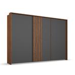 Mosbach Schuifdeurkast B271 x H214 - Eiken/Grijs Metallic, Nieuw, 200 cm of meer, Met hangruimte, Overige houtsoorten