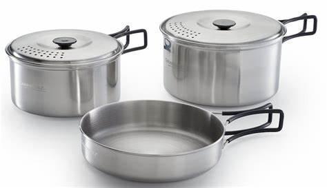 Campingaz Camping Kit Roestvrijstalen pannenset (Koken), Caravans en Kamperen, Kampeeraccessoires, Nieuw, Ophalen of Verzenden