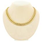 Gouden platte vossenstaart schakel collier | 40,5 cm, Sieraden, Tassen en Uiterlijk, Ophalen of Verzenden, Gebruikt, Overige kleuren
