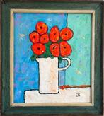 Europese school (XX) - A still life of jug and roses - No