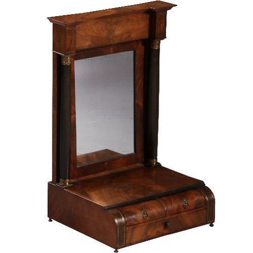 Empire kapspiegel ca 1810 met 3 kleine laden met kantelbare, Antiek en Kunst, Antiek | Spiegels, Ophalen of Verzenden
