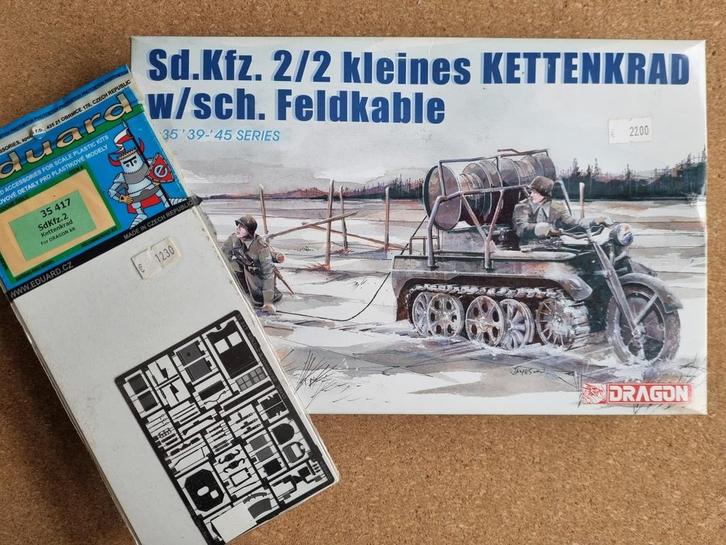 Dragon 6128 Sd.Kfz. 2/2 kleines Kettenkrad 1:35 + Eduard PE, Hobby en Vrije tijd, Modelbouw | Auto's en Voertuigen, Verzenden