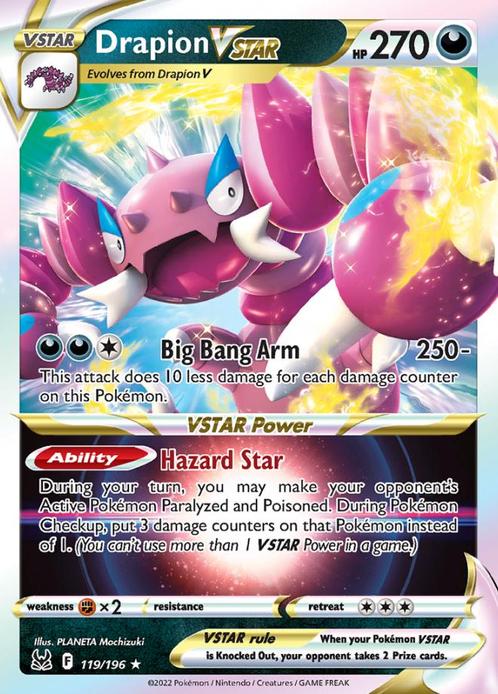 Drapion VSTAR  119/196 Lost Origin, Hobby en Vrije tijd, Verzamelkaartspellen | Pokémon, Losse kaart, Nieuw, Foil, Ophalen of Verzenden