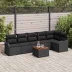 vidaXL Tuinbankenset met opslag 7 pcs Zwart poly rattan, Verzenden, Nieuw, Rotan