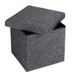 Opvouwbare poef met opslag donkergrijs (Stoelen, Interieur), Huis en Inrichting, Stoelen, Verzenden, Nieuw