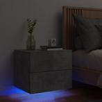 vidaXL Nachtkastje met LEDs wandgemonteerd betongrijs, Minder dan 45 cm, Verzenden, Nieuw, Minder dan 55 cm