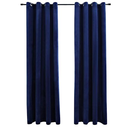 Luxe Fluweel Gordijnen Blauw 140x175 - retourdeal, Huis en Inrichting, Stoffering | Gordijnen en Lamellen, Blauw, Nieuw, 150 tot 200 cm