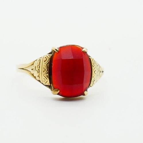 Zonder Minimumprijs - Ring - 14 karaat Geel goud Carneool, Sieraden, Tassen en Uiterlijk, Ringen