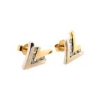 Bicolor gouden oorstekers met diamant | 0,20 ct. (witgoud), Sieraden, Tassen en Uiterlijk, Oorbellen, Goud, Met edelsteen, Gebruikt