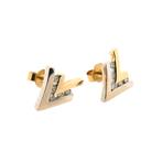 Bicolor gouden oorstekers met diamant | 0,20 ct. (witgoud), Sieraden, Tassen en Uiterlijk, Gebruikt, Overige kleuren, Ophalen of Verzenden