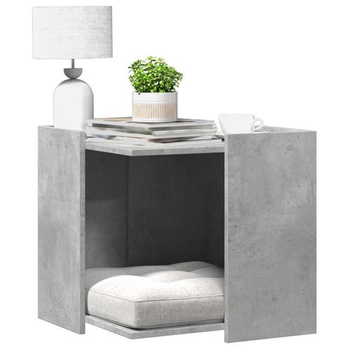 vidaXL Kattenbakkast 53x53x51 cm bewerkt hout betongrijs, Dieren en Toebehoren, Katten-accessoires, Nieuw, Verzenden