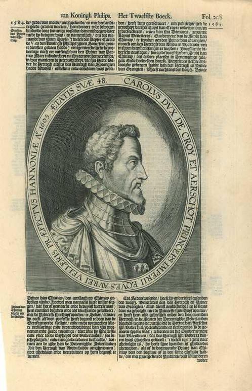 Portrait of Charles III de Croy, Antiek en Kunst, Kunst | Etsen en Gravures