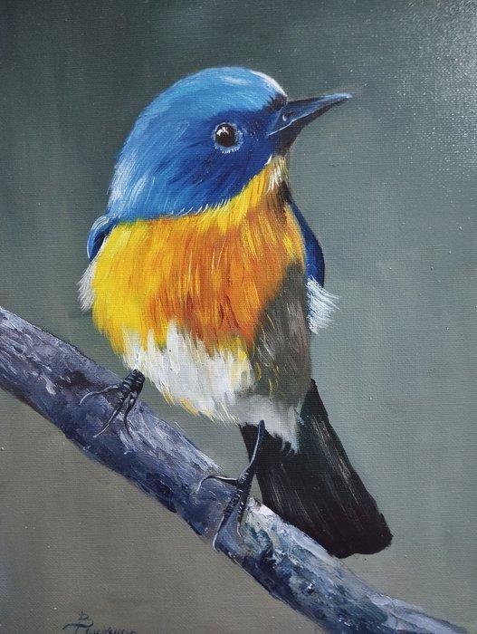 Franco Bencivenga (1953) - Uccello azzurro, Antiek en Kunst, Kunst | Schilderijen | Klassiek