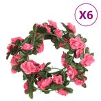 vidaXL Kerstslingers met bloemen 6 st 240 cm roodroze, Verzenden, Nieuw