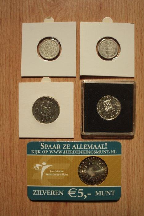 Nederland. 25 Cents, 1/2, 1 Gulden, 5 Euro 1912/2004, 5, Postzegels en Munten, Munten | Nederland