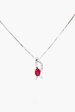 Ketting met hanger Platina - 0.18ct. tw. Robijn - Diamant, Sieraden, Tassen en Uiterlijk, Antieke sieraden