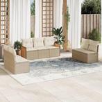 vidaXL 7-delige Loungeset met kussens poly rattan beige, Verzenden, Nieuw, Rotan, Loungeset