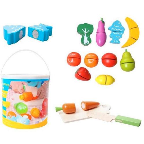 14 delige houten groente en fruit set om te snijden in, Kinderen en Baby's, Speelgoed | Overig, Ophalen of Verzenden
