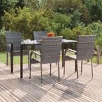 vidaXL 5-delige Tuinset poly rattan grijs, 4 zitplaatsen, Nieuw, Tuinset, Verzenden